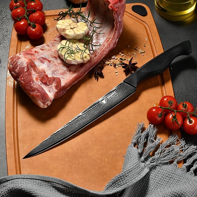 Slicing Knife 9", Long, Thin Blade, Allows for Cleaner Cuts to Preserve Juices and Flavor, Cutluxe Meat Carving Knife ??Turkey Carving Knife,All Tang non-slip handle design,Premium Gift Box