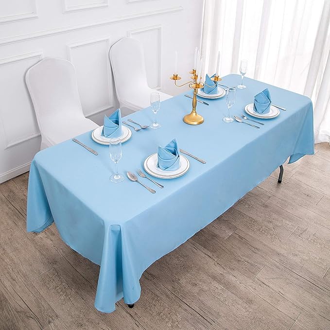 Cupuamon Rectangle Tablecloth 90x156 inch Washable Polyester Fabric Table Cloth for Wedding Party Dining Banquet Decoration（90x156, Blue Mist）
