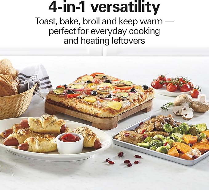 Hamilton Beach Countertop Toaster Oven & Pizza Maker Large 4-Slice Capacity, Stainless Steel (31401)