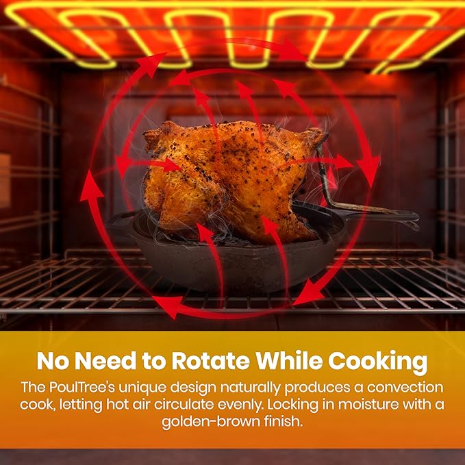 Chicken Penetrator Rod with Skillet Roaster ??for Juicy Meat & Crispy Skin ??for Grill, Oven & Smoker ??Rotisserie-Style with no Spin ??Auto Convection - Skillet Included