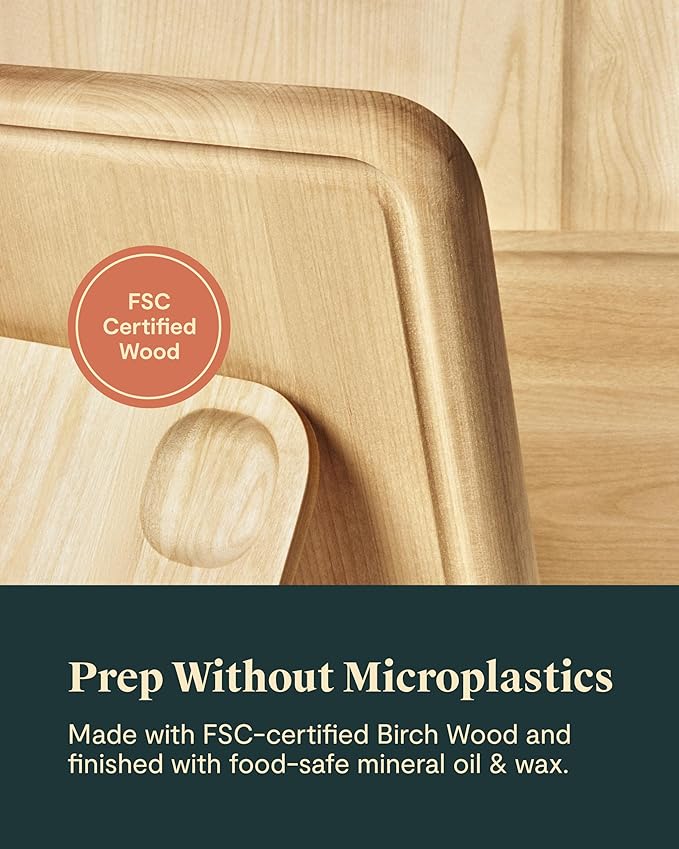 Caraway Cutting Board - Medium (14 x 10?? - Double Sided Wood Cutting Board - Made From FSC-Certified Birch Wood - Food-Safe Mineral Oil & Wax Finish