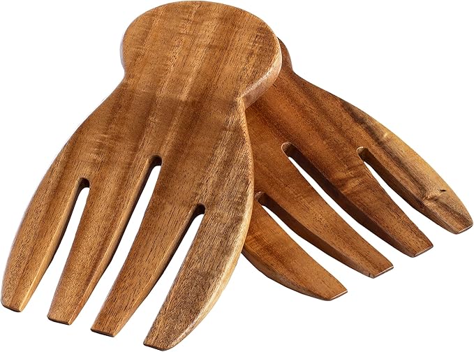 TB Home Salad Hands ??Acacia Wood Salad Serving Utensils for Tossing & Serving