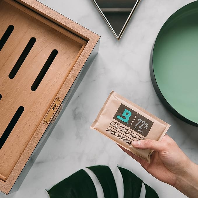 Boveda 72% Two-Way Humidity Control Packs For Wood Humidifier Boxes ??Size 60 ??20 Pack ??Moisture Absorbers ??Humidifier Packs ??Hydration Packets in Resealable Bag