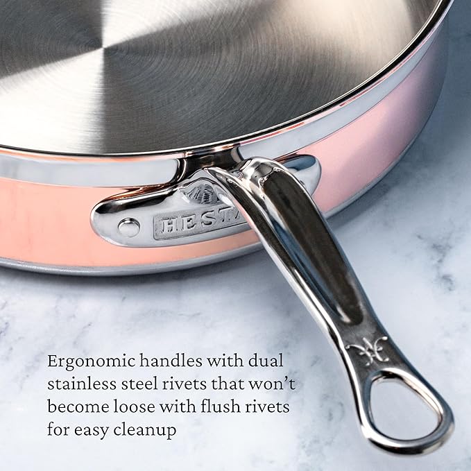 Hestan - CopperBond Collection - 100% Pure Copper Saut챕 Pan, Induction Cooktop Compatible, 3.5 Quart