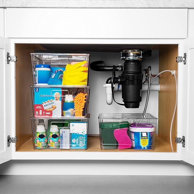 ClearSpace Plastic Storage Bins with Lids XL ??Perfect Kitchen Organization or Pantry Storage ??Fridge/Cabinet Organizers