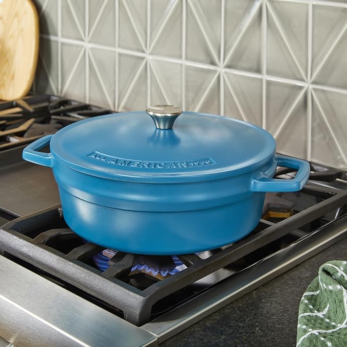 All American 1930 - Dutch Oven - The Saucier Set, Berry Blue - 5.5qt Capacity - Perfect for Sauces, Soups & Simmering - Non Stick & PFAS Free - Made in the USA