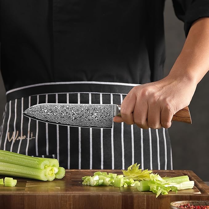 Wakoli EDIB Pro 2-Piece Damascus Kitchen Knife Set ??Santoku & Small Santoku with VG10 Core made of 67-Layer Damascus Steel Blades ??Professional Chef Knives with Ergonomic Pakkawood Handles