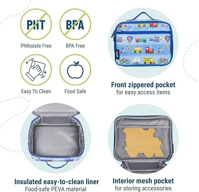 Wildkin Kids Insulated Lunch Box ??Durable and Reusable for School & Travel - On the Go
