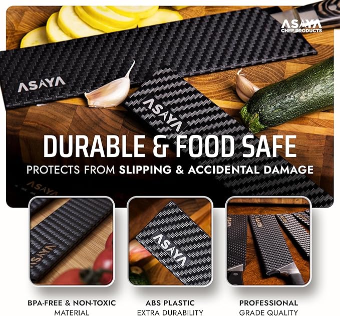 Asaya Professional Knife Edge Guards -Universal Blade Covers - Extra Strength, ABS Plastic and BPA-Free Felt Lining, non-Toxic and Food Safe - Knives Not Included (6Pcs)
