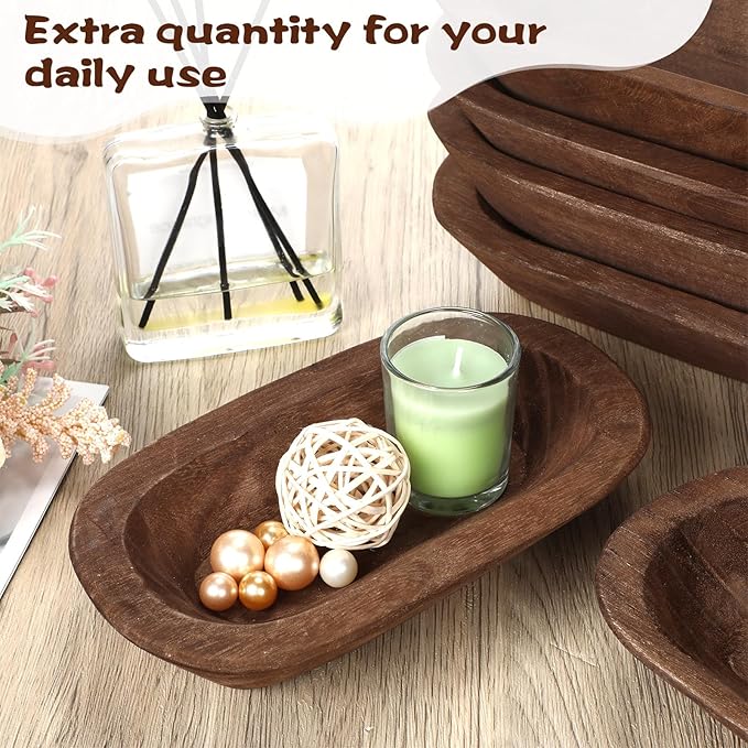 Nuogo 10 Pack Wooden Dough Bowls Bulk 12.5 Inches Rustic Dough Bowls for Wedding DIY Candle Home Crafts Making Farmhouse Fruits Supplies Decoration(Brown)