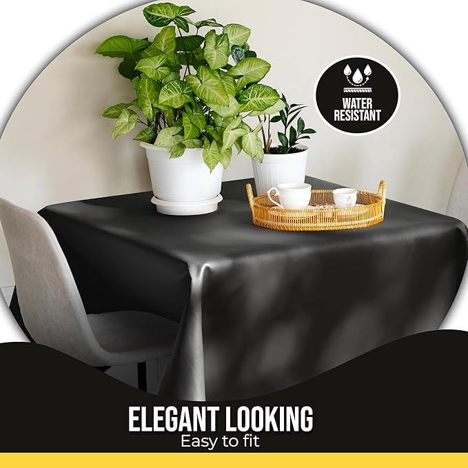 Party Solids 12-Pack Black Square Plastic Disposable Tablecloth ??Size: 52 횞 52 Inches ??Square Table Cover for Parties, Picnics & Formal Events
