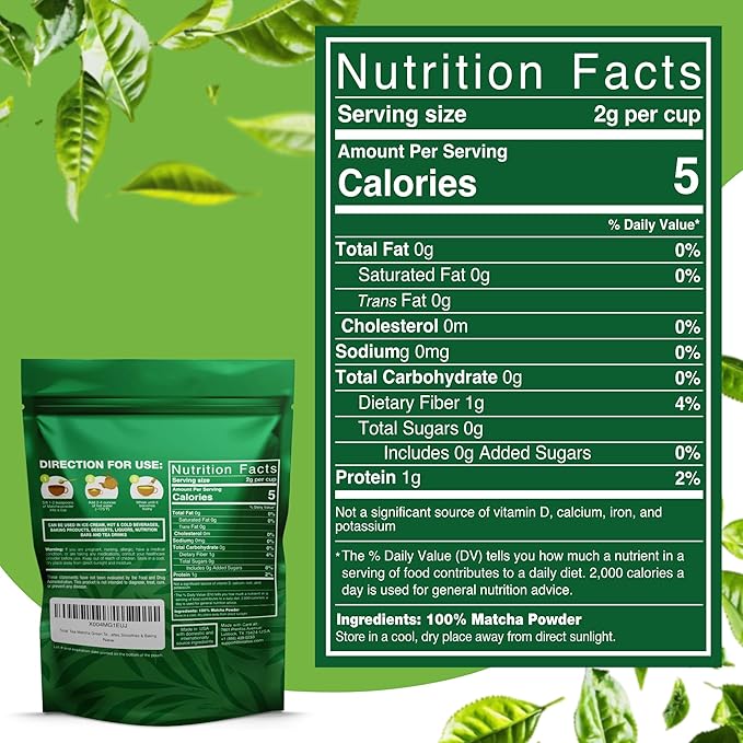 Organic Matcha Green Tea Powder (4-Oz) ??Certified USDA Organic Powder for Matcha Latte, Tea, and Smoothies ??Kosher, Non-Gmo, Antioxidant Rich Fruit Tea by Total Tea
