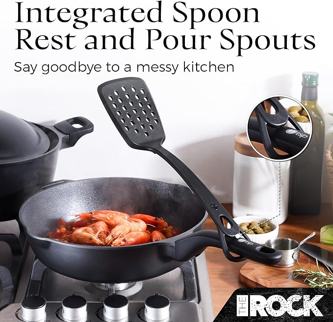 THE ROCK 1TSP 13PCS Cookware Set ??Pots and Pans Set Non Stick with ROCK.TEC ??Nothing Sticks, Never Warps, Lasts Longer ??Healthy, Multifunctional, All-in-One Fry Pan, Saucepan, Stockpot & More