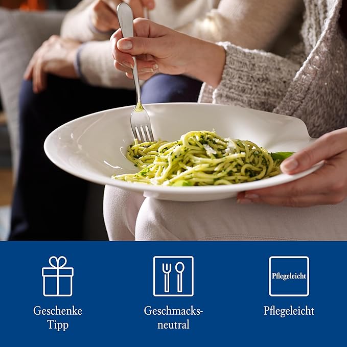 Villeroy & Boch Pasta Passion Spaghetti Plate, Set of 2-12 x 10.25 inches, Premium Porcelain, Made in Germany, White