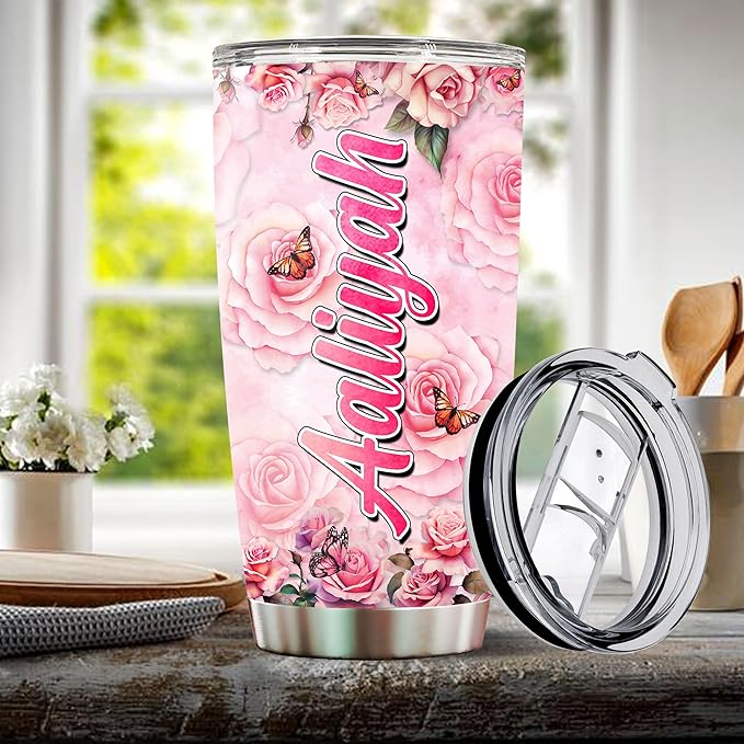 WONWIX Personalized Football Lover Gifts for Women, 20oz Stainless Steel Insulated Coffee Cup Travel Mug Tumbler Water Bottle for Girls Wife Daughter Christmas, Birthday, Mother's Day, Valentine