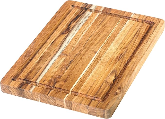 Teakhaus Cutting Board - Small (S) Wood Cutting Board with Juice Groove (14?쒵 x 10?쓂) Holiday Gift Ideas for Men and Women - Gift-Ready, Thin, Lightweight, Reversible, Knife Friendly - FSC Certified