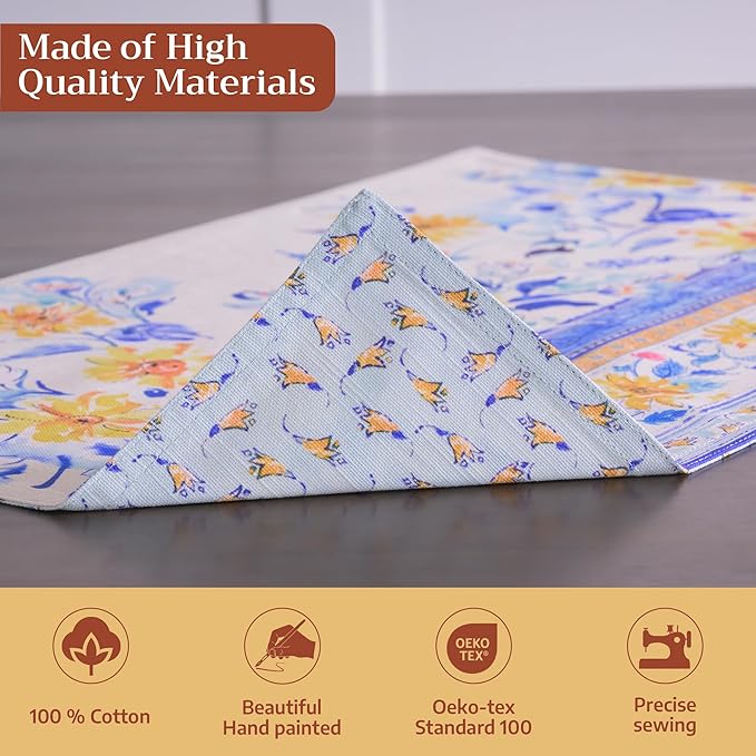 Maison d' Hermine Placemats Set of 2 100% Cotton Washable Cloth Place Mats, Reusable Table Mats for Kitchen Dining Decoration, Party, Wedding, Restaurant Spring/Summer (Girassol, 13" x 19")
