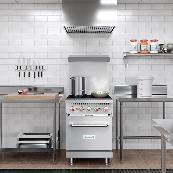 KoolMore 24 in. 4 Burner Commercial Liquid Propane Range with Oven (KM-CR24-LP)
