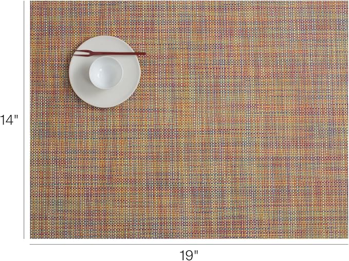 Chilewich Mini Basketweave Placemats in Confetti - Set of 4 - Easy Care Woven Tabletop Textiles - Indoor/Outdoor - 19" x 14" Rectangle