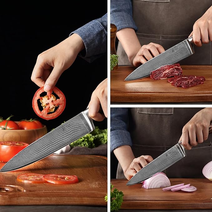 Wakoli EDIB 6-Piece Damascus Knife Set ??Professional Chef Knives Set with VG10 Core Blades, 67-Layer Damascus Steel and Ergonomic Pakkawood Handles ??Premium Kitchen Knives in Elegant Gift Box