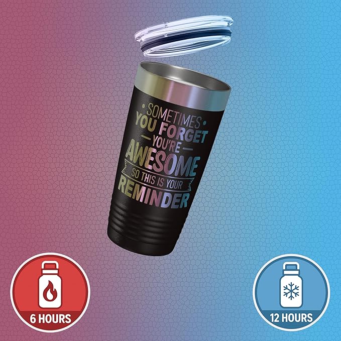 Spotted Dog Company Inspirational Tumbler, Inspirational Gifts for Men Dad Father Wife Sister Women, Birthday For Him Her, You?셱e Awesome Tumbler, Teacher Coworker Gifts 20oz Black Prism