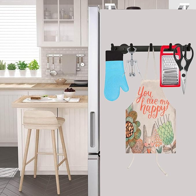 ULIBERMAGNET Magnetic Hooks,Heavy Duty Coat Magnetic Rack with 5 Hooks,Anti-Slip Strong Magnetic Hanger for Refrigerator,Metal Cabinet,Entryway,Hanging Coat, Jackets, Umbrella,Scarf,Bag