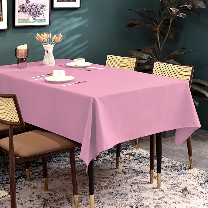 BALCONY & FALCON Table Cloth for 6ft Rectangle Tables ??Waterproof Wrinkle-Free Farmhouse Tablecloth for Dining, Kitchen, Wedding, Valentine竊?Baby Shower & Holiday Gatherings (Pink, 55" x 95")