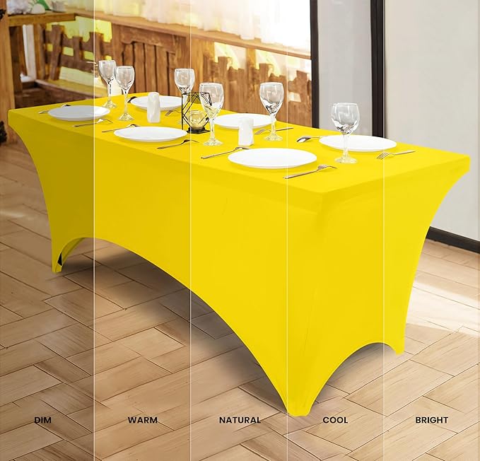 Utopia Kitchen Spandex Tablecloth 2 Pack [6FT, Yellow] Tight, Fitted, Washable and Wrinkle Resistant Stretch Table Cloth Rectangle Cover for Trade Show, Weddings & Parties [72Lx30Wx30H Inch]