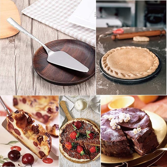 KSENDALO Luxurious SUS304 Stainless Steel Pie Server with Hammered Handle, Silver Spatula for Serving, Cutting, and Serving Cakes, Pies, Pizzas & Desserts - Perfect for Weddings, Birthdays &Parties