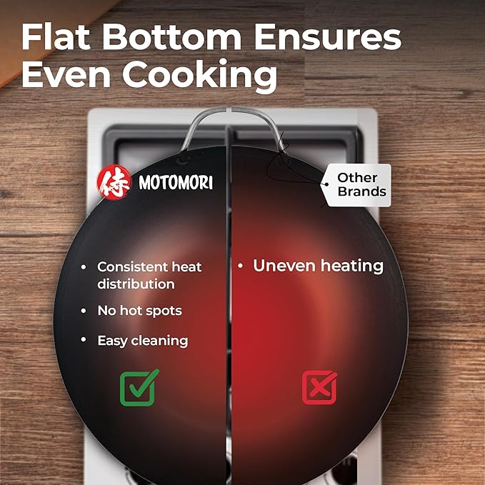 Restaurantware Carbon Steel Wok 1 Pack of 14 Inch Heavy-Duty Uniform Heat Distribution Pan Induction Compatible Round Bottom Wok Welded Handle Black For Gas Stovetops And Grills