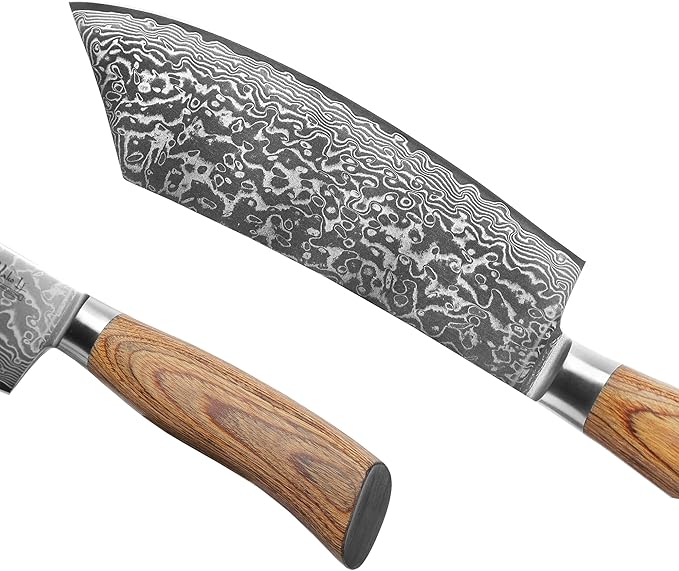 Wakoli EDIB Pro Premium Grill and Block Knife ??Japanese Style Kitchen Knife | 7.9-Inch Blade Made of 67 Layers of Real Big Master Steel with Pakka Wood Handle | Professional Cooking Tool