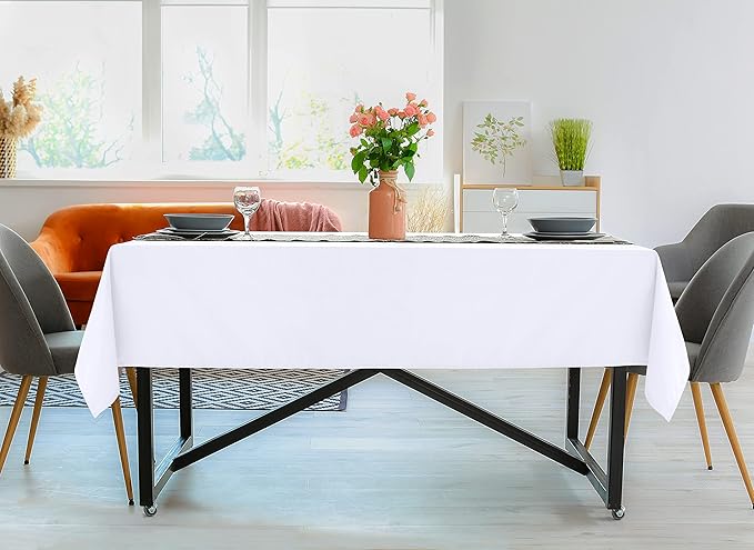 Utopia Kitchen Rectangle Table Cloth 2 Pack(90x132 Inches, White), Tablecloth Machine Washable, Polyester Table Cover for Dining, Buffet Parties, Picnics, Events, Weddings and Restaurants