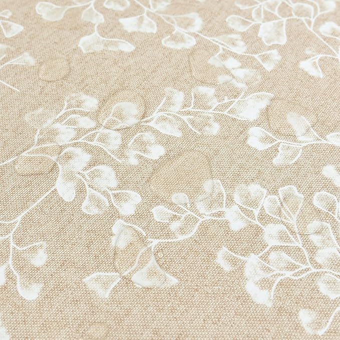 LOHASCASA Heavy Duty Vinyl Oilcloth Tablecloth PVC Waterproof Plastic Wipeable Spillproof Peva Tablecloth for Spring Outdoor Camping Picnic Square 54x54 Inch Tan Flower