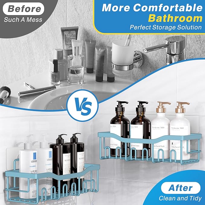 EUDELE 5-Pack Rustproof Stainless Steel Shower Caddy ??No Drill Adhesive Bathroom Organizer with Large Capacity, Spacious Shower Shelves for Inside Shower, Kitchen & Home Decor Storage-XL Size