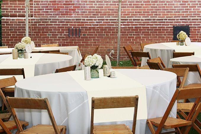 12 Pack Ivory Table Runner,Polyester Table Runners,12x108 inch Rustic Farmhouse 9FT Table Runner, Washable and Reusable Table Runners for Wedding Birthday Parties Banquet Table Decorations