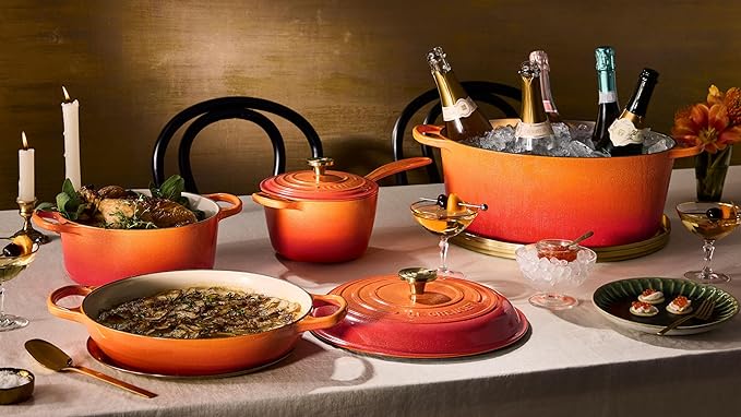 Le Creuset Enameled Cast Iron Signature Oval Dutch Oven, 6.75 qt., Flamme Doree with Crucible Knob