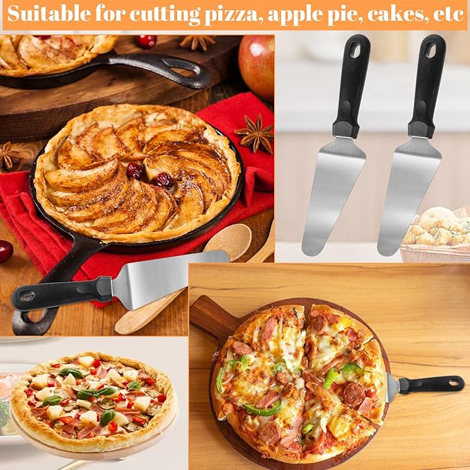 25 Pcs Pizza Spatula Set, Stainless Steel Pie Server & Cake Cutter with Non Slip Plastic Handle, Rustproof Baking Triangular Spade for Pizza, Cake, Dessert, and Pie Serving
