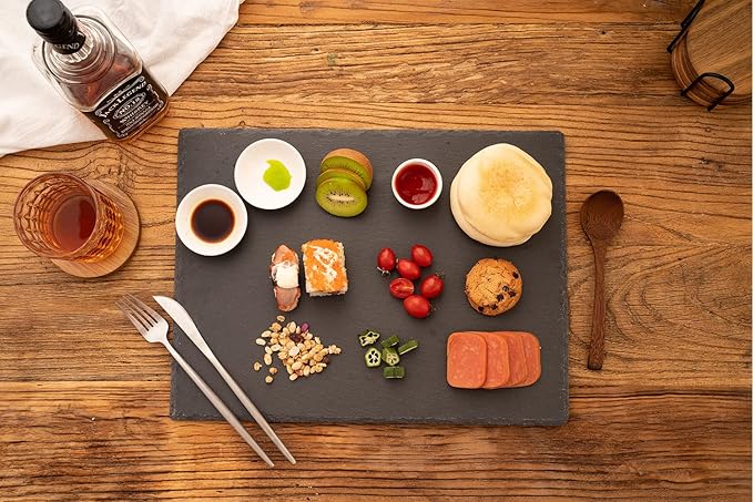 16x12in Large Slate Cheese Board for Meat, Cheese, Appetizers - Slate Platter with 2 Chalks - Perfect for Housewarming, Christmas, Mother's Day
