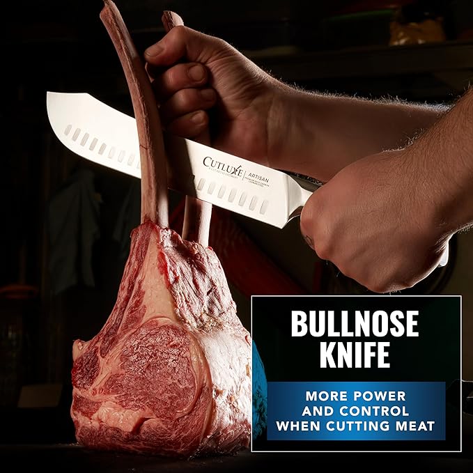Cutluxe Butcher Knife Set ??Cimeter Breaking & Bullnose Carving Knives for Meat Cutting ??Professional Knife Set, Razor Sharp German Steel,Full Tang, Ergonomic, Butcher Knives for BBQ ??Artisan Series