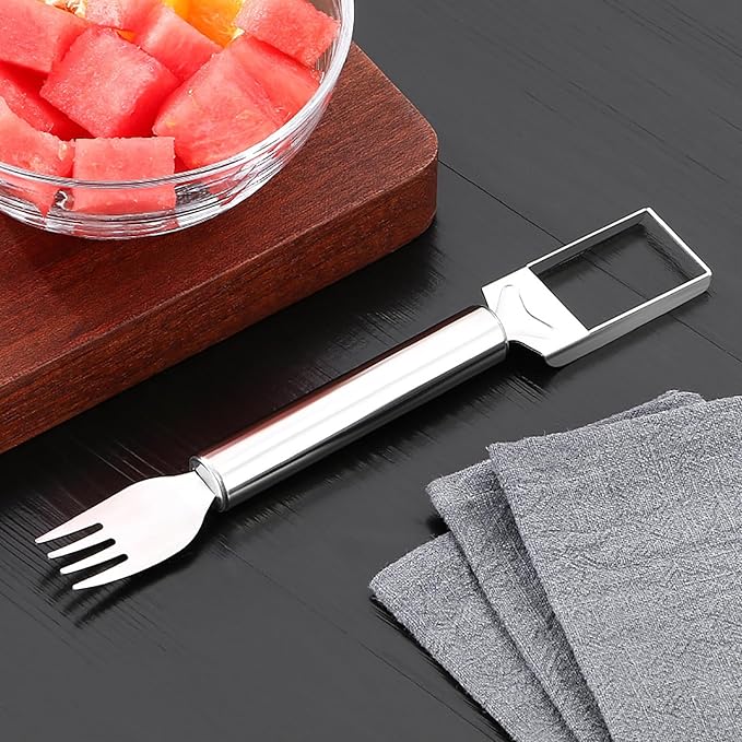 Watermelon Cutter ??2025 Upgraded Stainless Steel 2-in-1 Fork Slicer Tool | Portable & Multi-Functional for Effortless Fruit Slicing at Home, Parties, Camping & Kitchen Use (2, A)