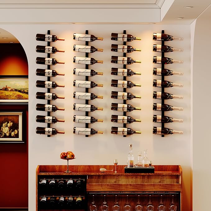 Sonyabecca Wall Wine Rack for 12 Wine Bottles竊똃IY Detachable Wine Storage Organizer, Wall Mount Wine Bottle Display Holder Used As One or Four, for Kitchen,Pantry,Wine Cellar,Gift for Dad,Husband