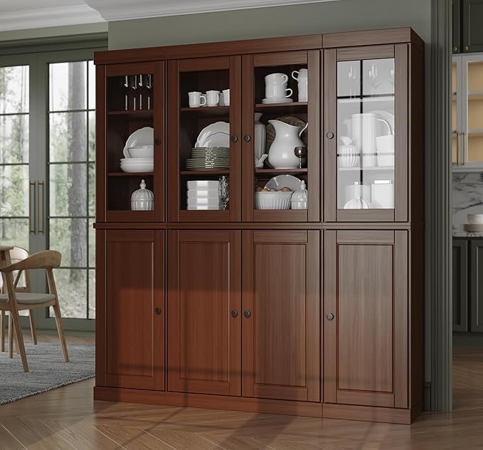 Palace Imports 100% Solid Wood Kitchen Pantry Hutch, Mocha, 65" w x 71.5" h x 15.5" d, Renewable Eco-Friendly Wood, Made in Brazil