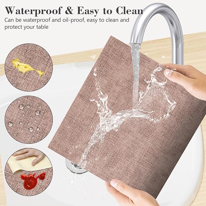 JUCCWARM Faux Leather Placemats Set of 6,Heat Resistant Placemats for Dining Table, Easy Clean Non-Slip Place Mats, Waterproof Stain Resistant Wipeable Washable PU Table Mats, (Pink)