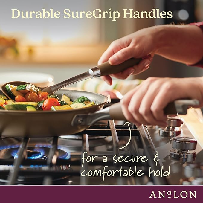 Anolon Advanced Home Hard Anodized Nonstick Frying Pan, 14.5 Inch ??Large Skillet with Helper Handle, 14 Inch Nonstick Frying Pan, Durable Cookware - Bronze