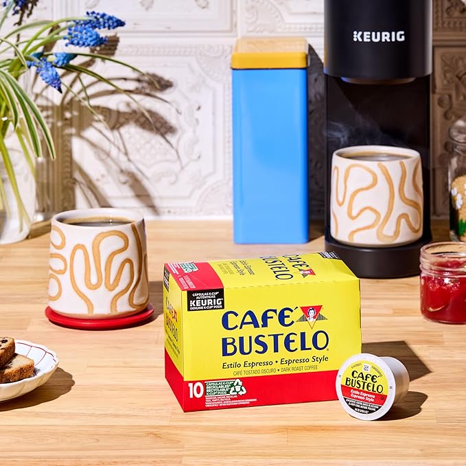Caf챕 Bustelo Espresso Style Dark Roast Coffee, Keurig K-Cup pods, 10 Count Box (Pack of 6)