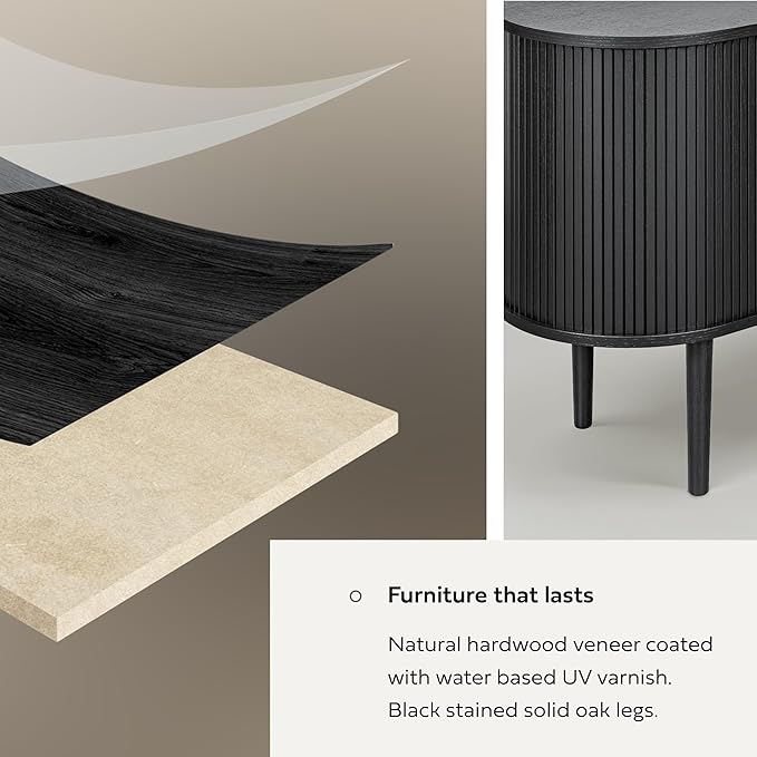 WERMO 71?쇺?Black Sideboard Cabinet with Doors and Shelves - Black Cabinet for Living Room, Bedroom, Entryway and Office Credenza. Kitchen Buffet, Modern Media Console Table with Storage (Black Oak)