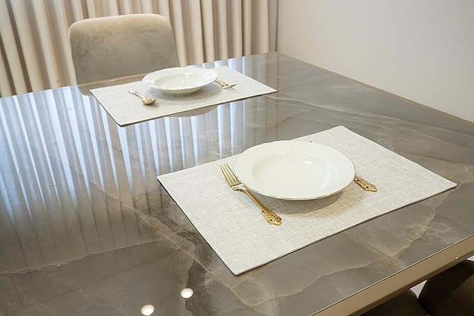 HOMEYNICE Placemat Set-Washable Place Mats for Parties, Elegant Table Mats for Kitchen Table, Set of 4 Dining Table Placemats, Heat-Resistant Cloth Placemats for Indoor and Outdoor,13x19-Light Beige