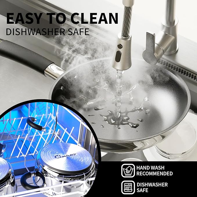 Non Stick Frying Pans, Stainless Steel Kitchen Nonstick Cookware Set of 3, 10??11.5??5??Pan, Compatible with All Stoves