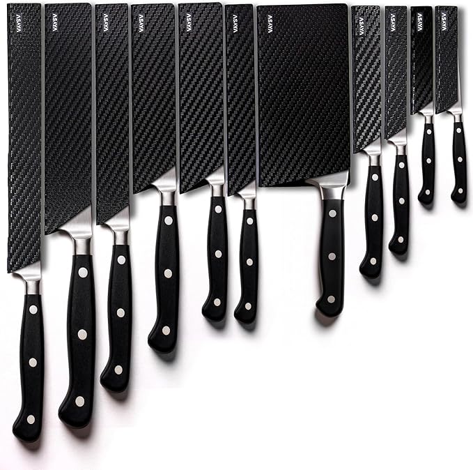 Asaya Professional Knife Edge Guards -Universal Blade Covers - Extra Strength, ABS Plastic and BPA-Free Felt Lining, non-Toxic and Food Safe - Knives Not Included (11Pcs)