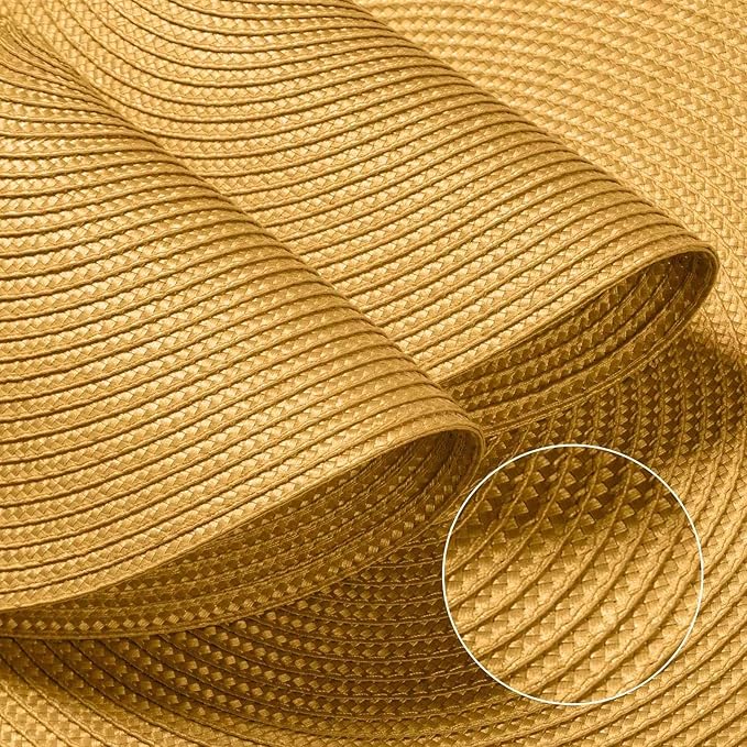 FunWheat Round Braided Placemats Set of 8 Table Mats for Dining Tables Woven Washable Non-Slip Place mats 15 inch(Pumpkin Yellow,8pcs)